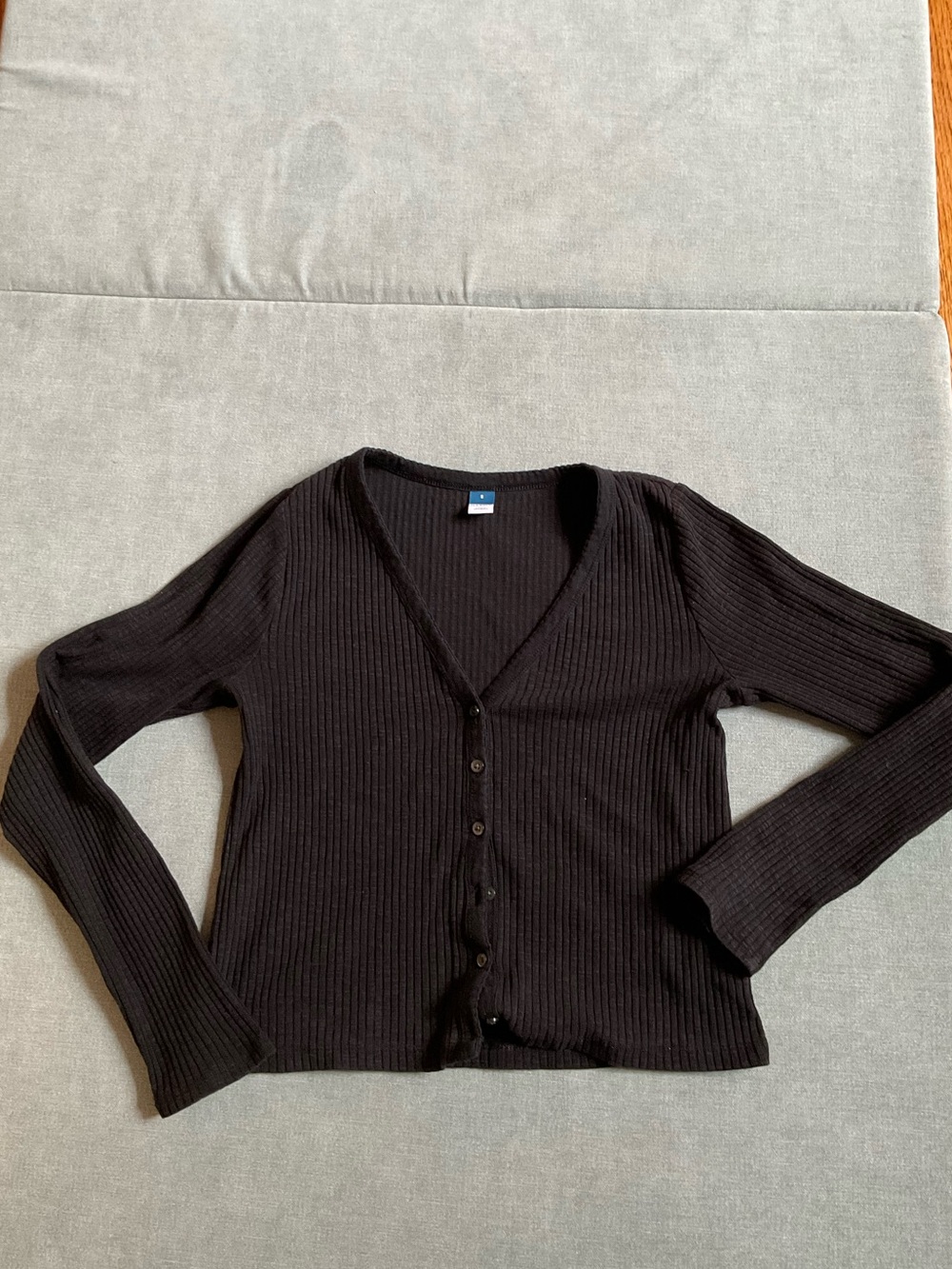 Old Navy Black Ribbed V-Neck Button Cardigan